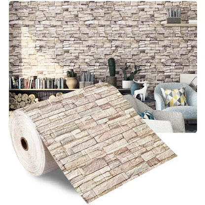 70cmx1/5/10m 3D Wallpaper Decoration Self-Adhesive Antique Foam Brick