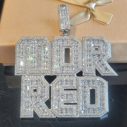 Customized Iced Out Square Name Pendant Personalized Any Letter Number Necklace Cuban Chain Icy Two Rows Hip Hop Jewelry Gifts