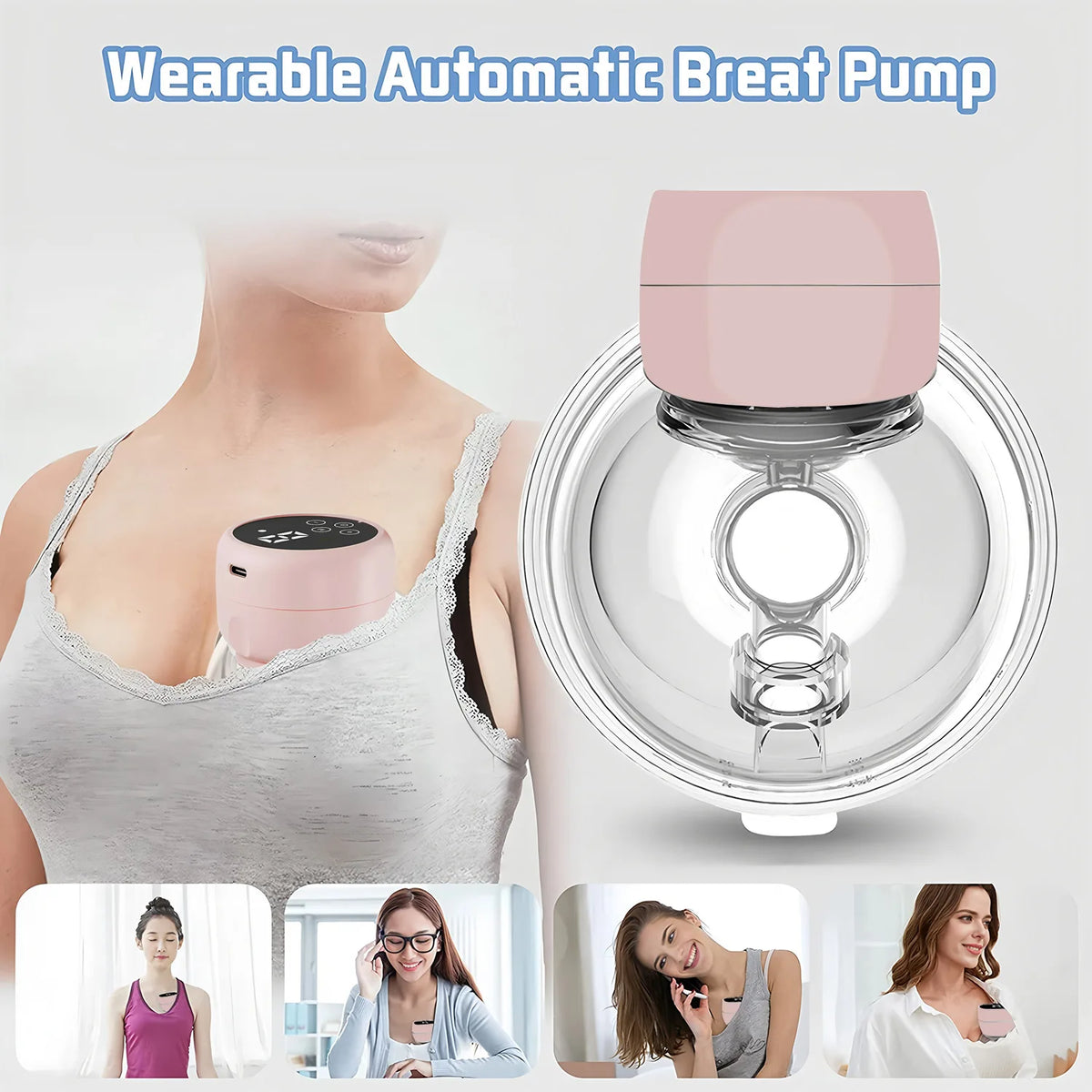 Smart Wearable Breast Pump - Household Electric Comfort Milk Collector with LED Display for Nursing Moms Electric Breast Pump