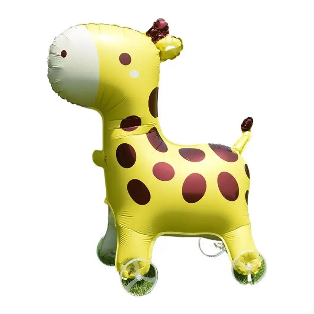 4D Dinosaur Dog Cat Standing Foil Balloons Animals Walking Balloon With Wheel for Kids Birthday Party Decoration Baby Showe R0H6