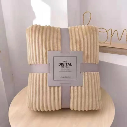 Soft Coral Fleece Blanket On The Sofa Thickened Winter Bed Blanket Warm Stitch Fluffy Bedspread Plaid Sofa, Excluding cardboard