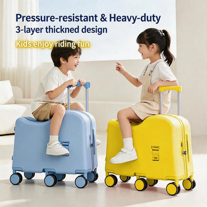 2026 New Kids Ride-On Luggage, Boys & Girls Mini Student 20 Inch Password Rolling Travel Suitcase
