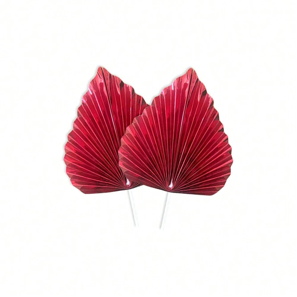 2PCS Happy Birthday Cake Toppers Glittery Palm Spear Gold Silver Folding Fan DIY Kids Party Cake Topper Wedding Decoration