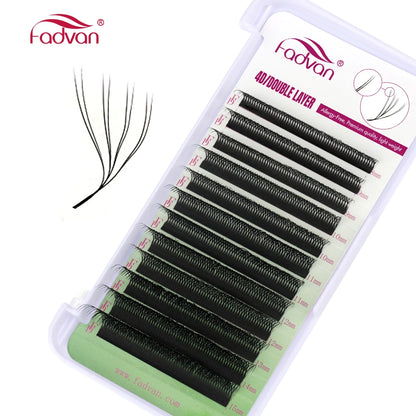 FADVAN 3D/4D/5D W Shaped Double Tips Eyelashes Extensions Natural Softlight Volume Fanning Lashes 0.07 Curl C D Black Eyelashes