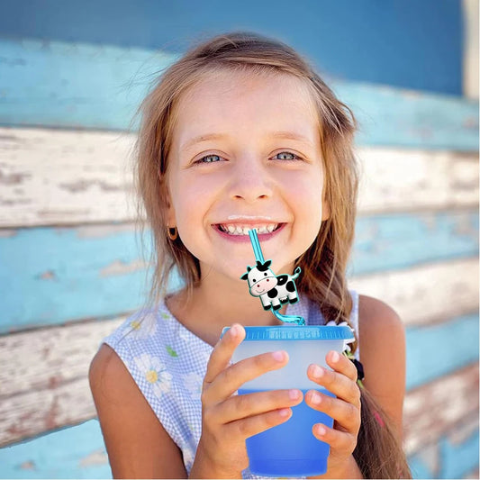 10/20/30pcs Reusable Farm Animal Drinking Straws Party Supplies