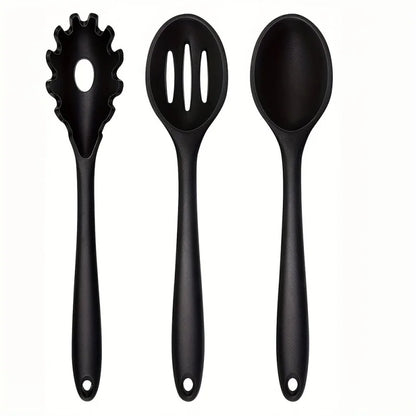 1/3-Piece Silicone Cooking Spoon Set - Heat-Resistant, Large Slotted & Solid Spoons for Non-Stick Cookware, Mixing & Filling