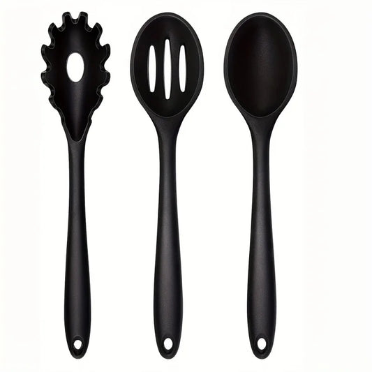 1/3-Piece Silicone Cooking Spoon Set - Heat-Resistant, Large Slotted