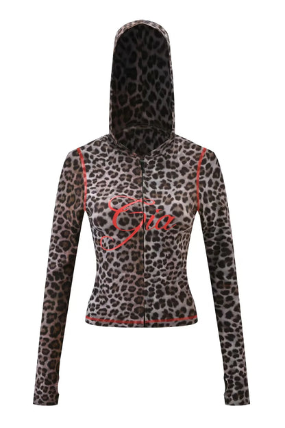 gia slim fit letter printed open thread design hooded zipper short jacket pants set