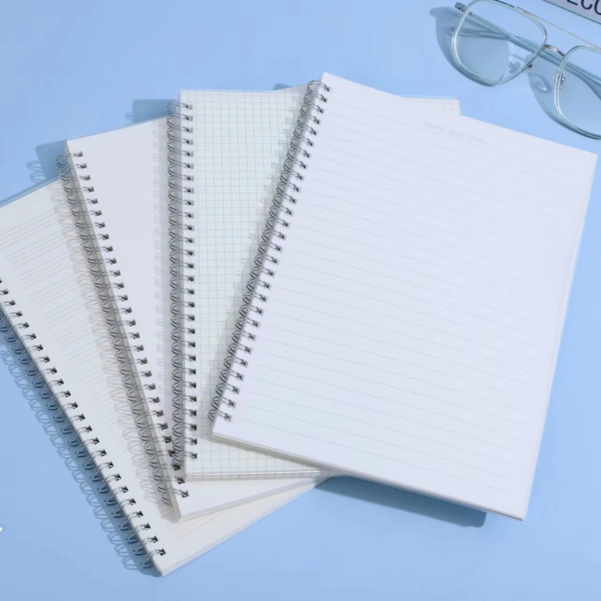 Transparent A5 Spiral Notebook, Lined & Grid Inner Pages, Journal Notepad
