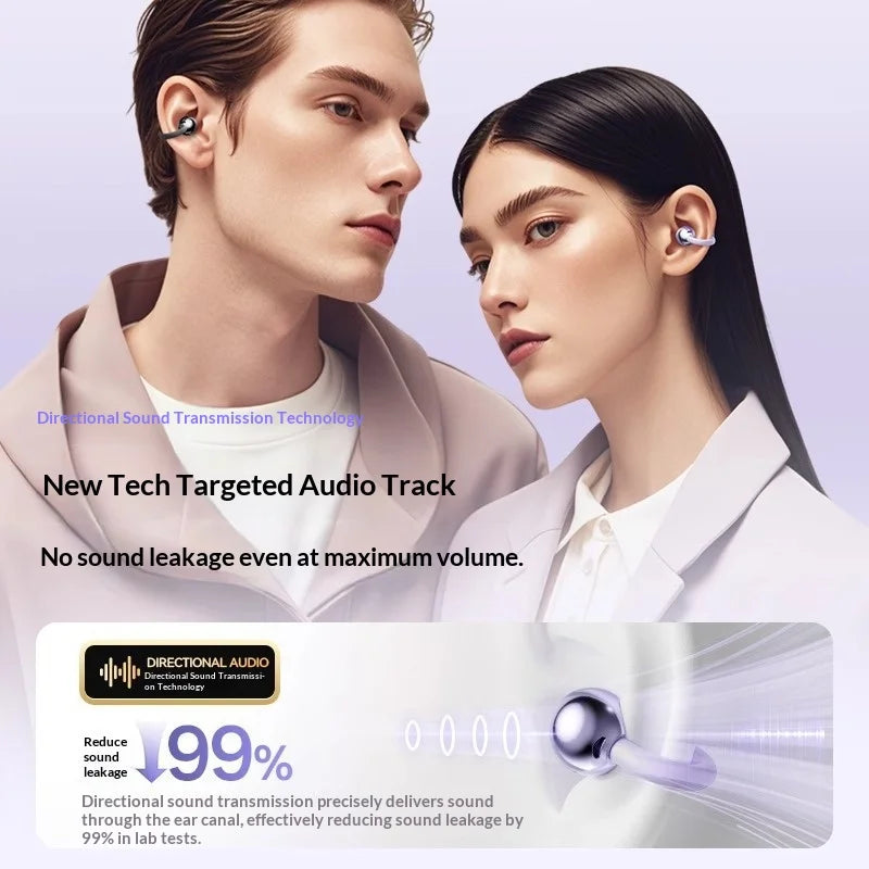 Wireless Clip-On Bluetooth Earbuds Premium HiFi Audio Sports Headphones Long Battery Life with Built-in Microphone