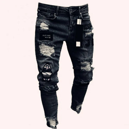 2025 New mbroidery Skinny Ripped Jeans Men Cotton Stretchy Hole Slim Fit Hip Hop Denim Pants Casual Jeans for Men Jogging Trouse