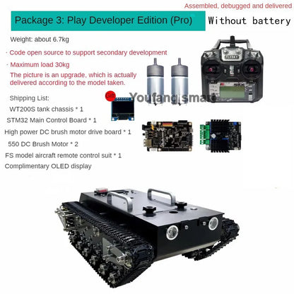 30kg Load RC Tank Chassis Metal Track 12V DC Motor Shock Absorption Tank for STM32 Robot Kit to FS Handle Programmable Robot Car