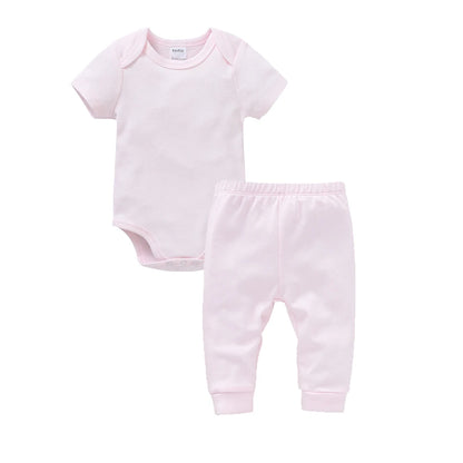 2/6 Pcs/lot Muslin Blank Baby Rompers Pants Set Plain Colors Summer Short Sleeve Bodysuit Kids Clothing Set Boys Clothes