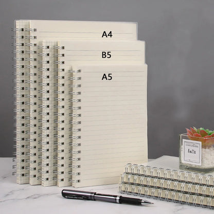 1 Pcs Thick Student Notebook, Minimalist Ledger, Horizontal A5/B5/A4 Notebook, A Total of 80 Sheets (Including Ledger Stickers)
