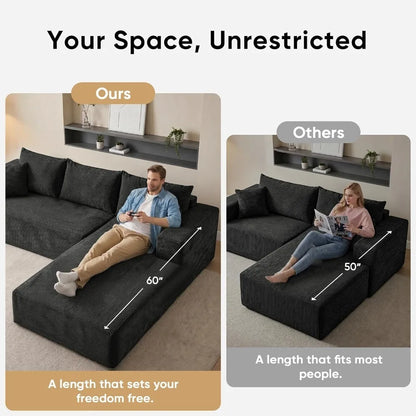 103" L Shaped Modular Sectional Sofa for Living Room, Custom