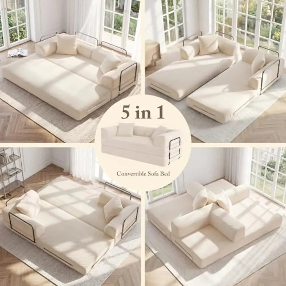Cloud Boneless Convertible Floor Sofa Bed, 70" 5-in-1 Foldable Compressed Loveseat Lounge Sleeper 2 Seater Couches