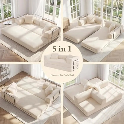 Cloud Boneless Convertible Floor Sofa Bed, 70" 5-in-1 Foldable Compressed Loveseat Lounge Sleeper 2 Seater Couches