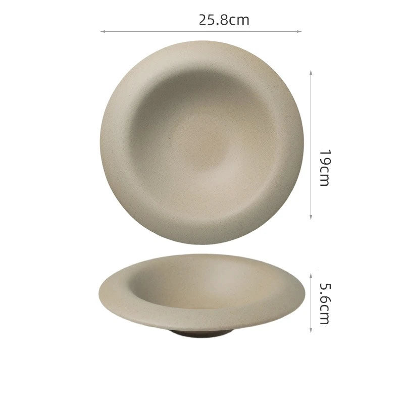 Vintage French Ceramic Straw Hat Plate Wide Rim Deep Bowl Luxury Hotel Restaurant Tableware Soup Pasta Dessert Serving Plates