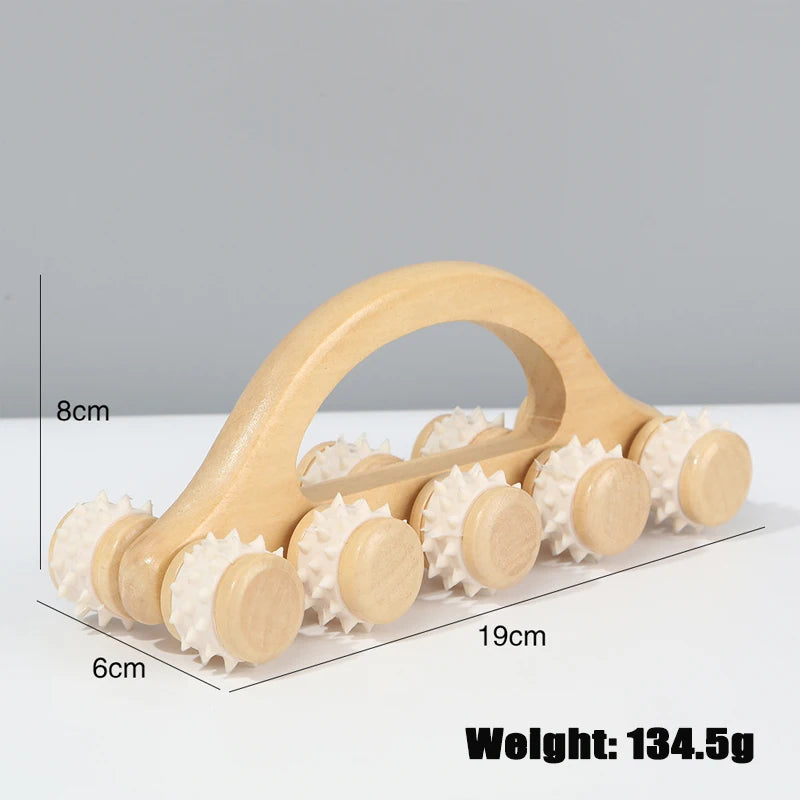 Wooden Massager Manual Roller Neck Back Waist Massage Tool Portable Meridian Dredging Massager Relax Leg Body Massage for Face