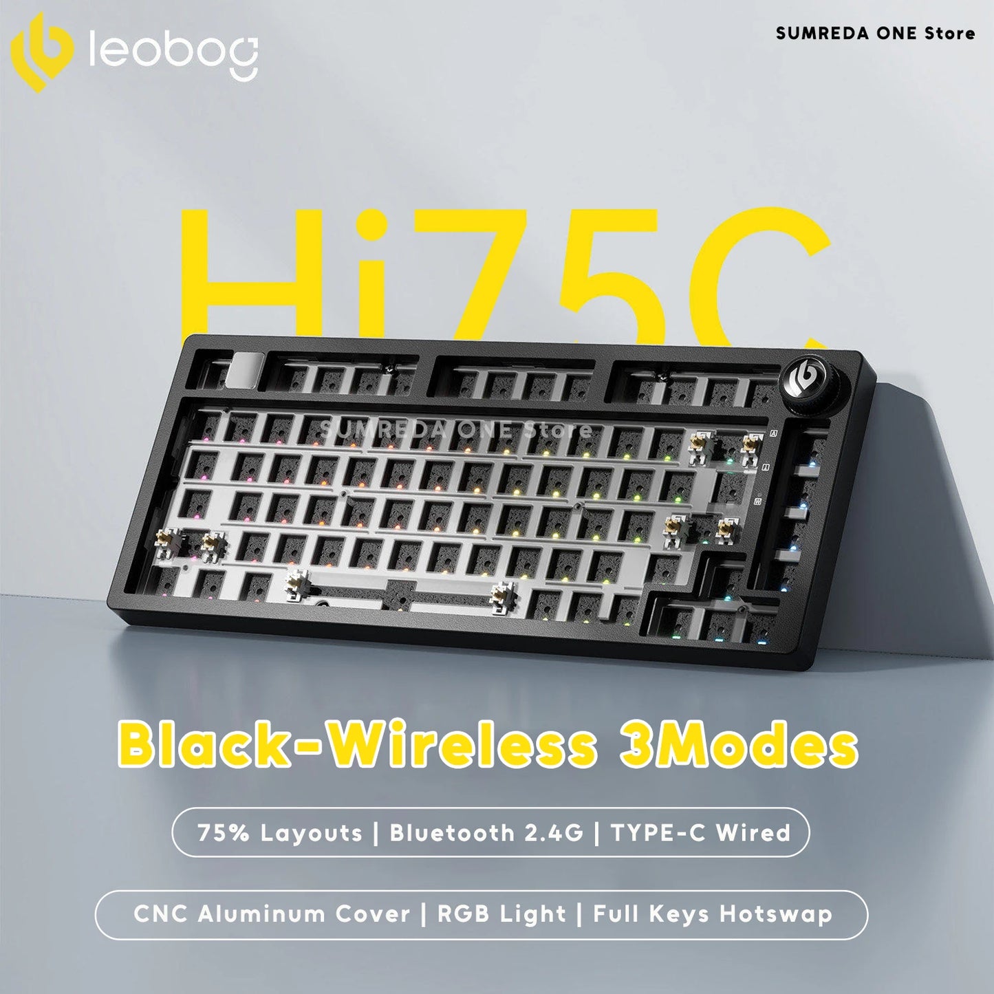 Leobog Hi75C Hi75 Hi75C Pro Aluminum Wireless Custom Mechanical Keyboard Kit Gaming Bluetooth 2.4G Wired Hotswap Gamer Keyboard
