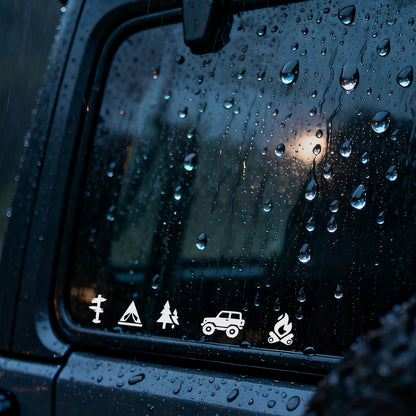 Camping Icons Outdoor Campfire Hiking Die Cut Vinyl Decal Sticker For Car Truck Motorcycle Window Bumper Wall Home Office Decor