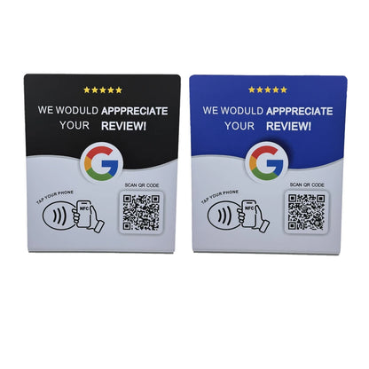 Programmable NFC215 Google Review Card NFC Station Table 13.56Mhz QR code can be independently set to link Standing Card