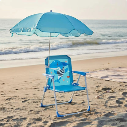 Kids Beach Chair with Umbrella Lightweight Children's Folding Chair with Sunshade for Infants, Outdoor