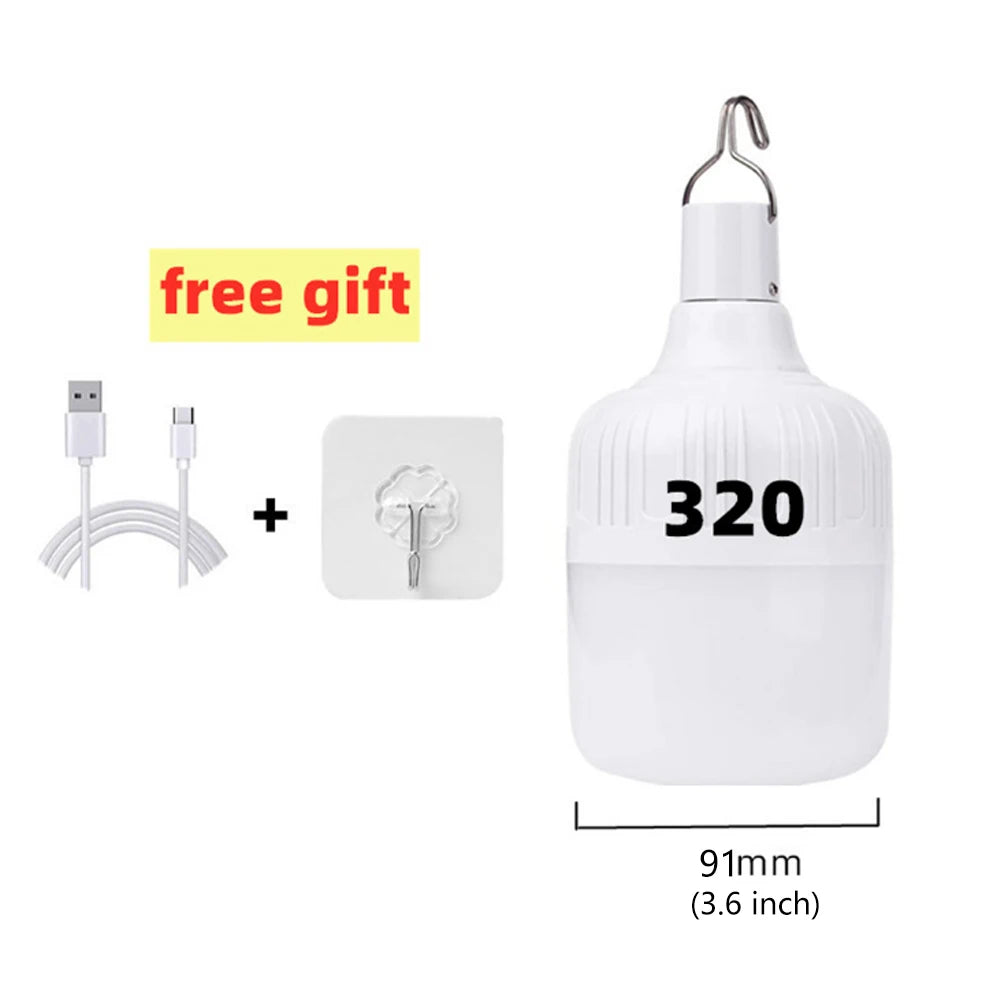 Portable Outdoor BBQ Camping Lights USB Rechargeable Lamp LED Emergency Bulb Hook High Power Tents Lantern Night Lights Bulb