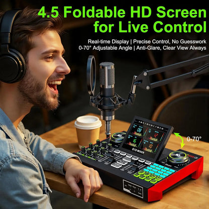 Tenlamp  G10-P15-NB25 Podcast Equipment with 3.5mm Condenser Mic, Sound Board,Sound Card for PC/Phone Podcast Recording, Voice Changer, Denoise,Phantom Power,Reverb，G10 Live Streaming Audio Interface Gaming Audio Mixer