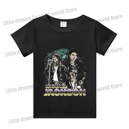 Michael Jackson T-shirt Children Clothing Singer Printed Cotton Tops Boy Girl MJ Summer Tee Shirts Casual Clothes Birthday Gift