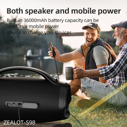 ZEALOT S98 160W Big Power Portable Bluetooth Speaker Wireless TWS Subwoofer Bluetooth Speaker Waterproof Mobile HIFI Quality