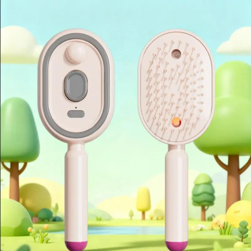 【SA】Electric Spray Hair Brush 2-In-1 Misting Hair Brush With Water Spray Reduce Frizz Anti-Static Retractable Steam Massage Comb