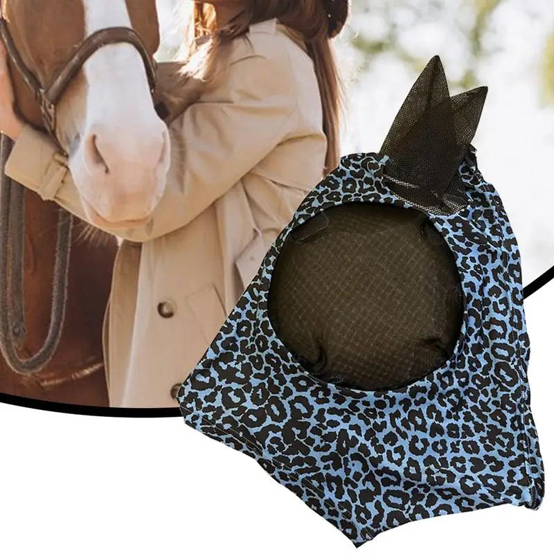 Horse Fly Face Cover Leopard Print Pattern Equestrian Supplies Comfortable Breathable Anti-Mosquitoes Cover Horse Care Product