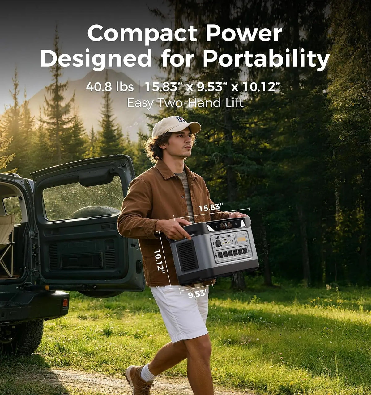 S2400 Portable Power Station(Solar Panel Option), 2083Wh LiFePO4, 2400W (Surge 3000W) UPS, 6 AC Outlets, Solar, Customized