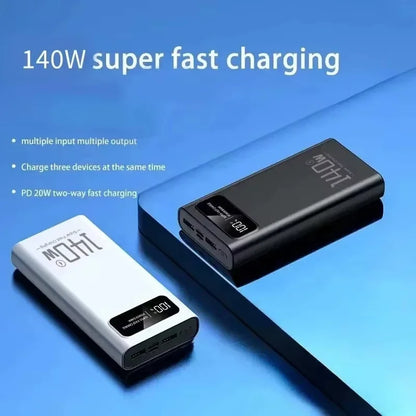 Lenovo 500000mAh High Capacity Power Bank 140W Super Fast Charging Battery Pack LED Digital Display Powerbank For Xiaomi IPhone