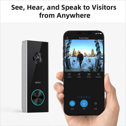 AOSU 3MP WiFi Doorbell 5000 mAh Battery Wireless Video Intercom AI Human Detection 2-way Audio Smart Door Bell Support Alexa