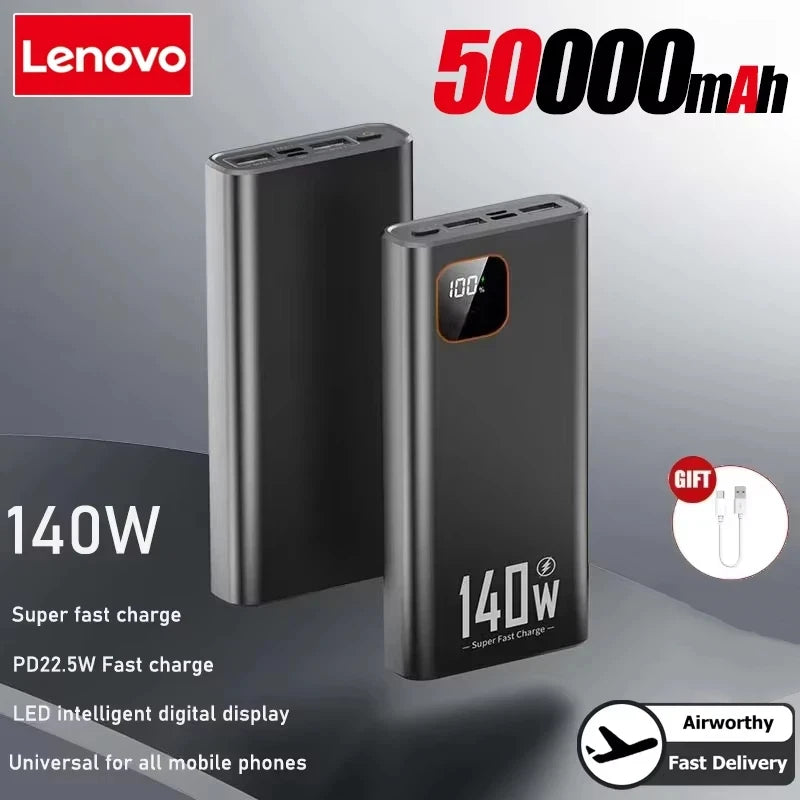Lenovo 200000mAh 140W Super Fast Charging Power Bank Ultra Capacity Portable Charger New Arrival for iPhone Samsung