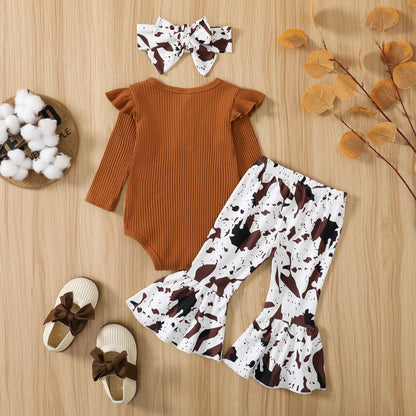 Ma&Baby 0-12M Newborn Infant Baby Girl Clothes Set Knit Long Sleeve Romper Flare Pants Fall Spring Clothing Outfits D01