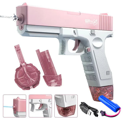 Electric Water Gun Toy Rechargeable Long Range Water Blaster for Beach Pool Backyard Battles Adults Kids Summer Toy Birthday