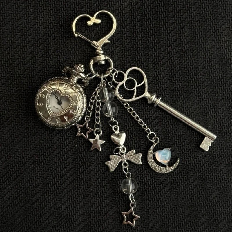 Original Hollow Heart Pocket Watch Chain Keychain Design Steampunk Clock Vintage Necklace Pendant Jewelry Watch Men Women Gift