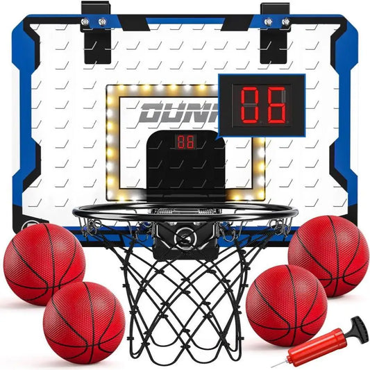 LED light electronic wall mounted basketball hoop, water pool home basketball hoop with 4 basketballs, family party game supplie