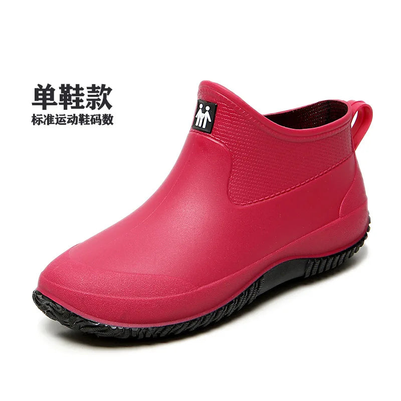 Women's Ankle Rain Boots Summer Wear-resistant Anti-Slip Couple Men And Women Short Rubber Boots Suitable For Outdoor Camp