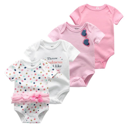4pieces Newborn Baby Boy Clothes Cartoon Cotton Romper Summer Short