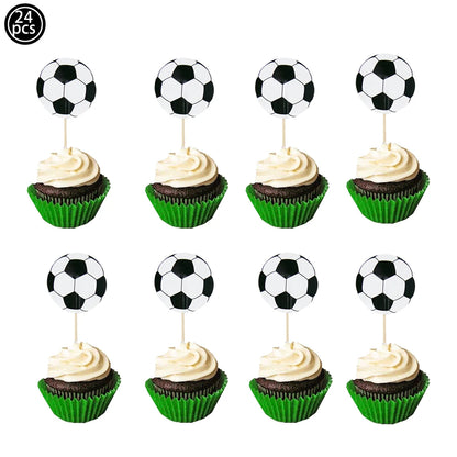 Soccer Ball Cake Topper Decorations Cupcakes Toppers Happy Birthday Sign Decor Football Theme Boy Girl Birthday Party Supplies