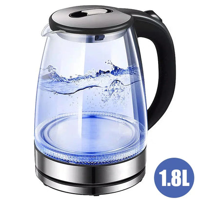 Electric Glass Kettle 1.5L Borosilicate Tea Pot with Heating Base Fast Boil Water Heater for Home Office Tea Coffee