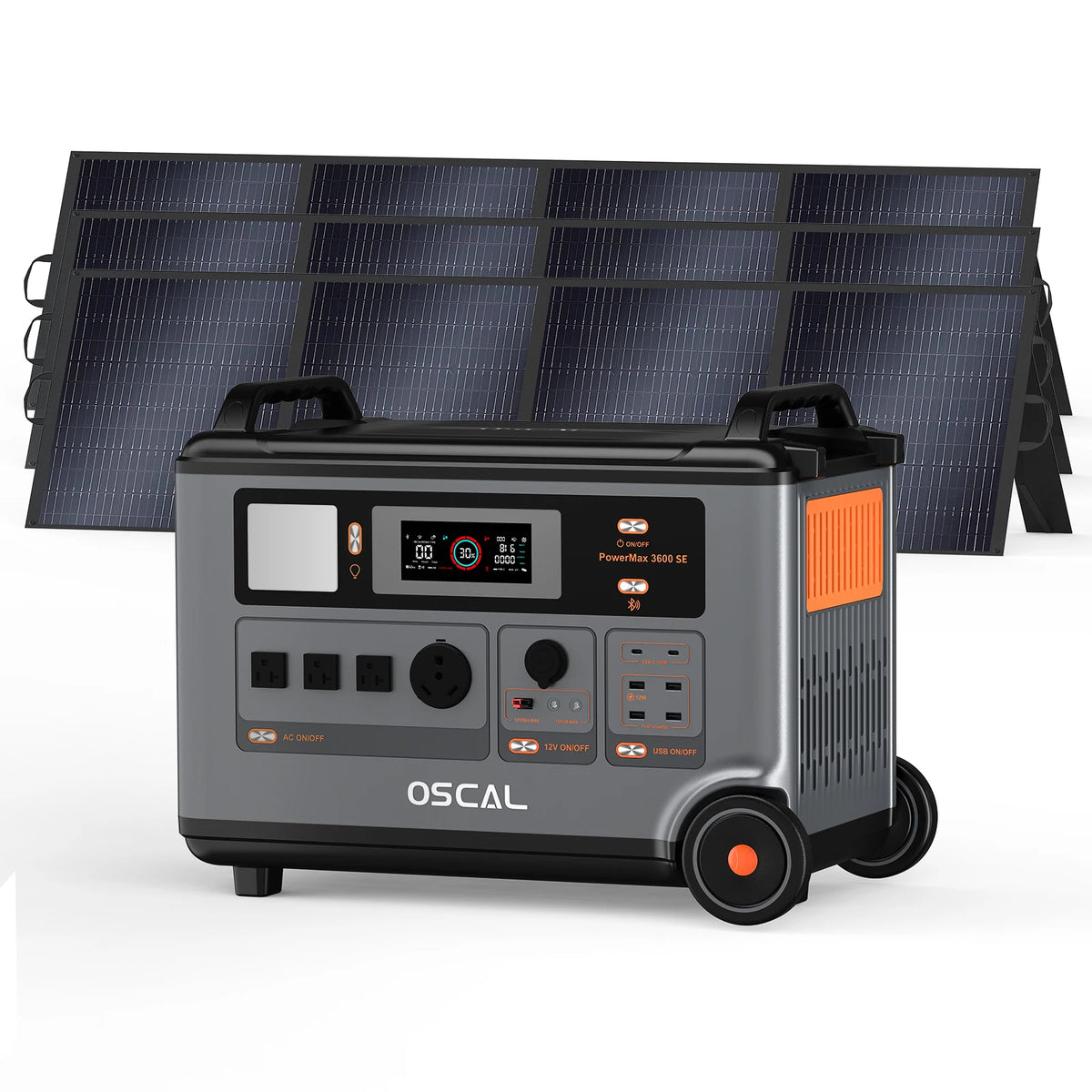 OSCAL PowerMax 3600SE Portable Power Station With 200W Solar Panel, 3600Wh LiFePO4 Battery, Solar Generator optional 200W Solar Panel, 3600W (Surge 7200W) Fast charging Home Backup Battery, Power Supply for Camping, RV