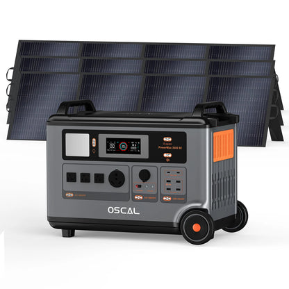 OSCAL PowerMax 3600SE Portable Power Station With 200W Solar Panel, 3600Wh LiFePO4 Battery, Solar Generator optional 200W Solar Panel, 3600W (Surge 7200W) Fast charging Home Backup Battery, Power Supply for Camping, RV