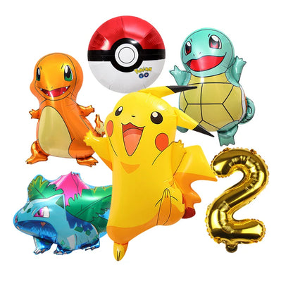 Pikachu Cartoon Balloon Garland Kit Lightning Foil Balloons Kids Birthday Party Supplies