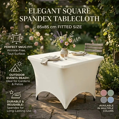 Stretch Spandex Square Tablecloth Wrinkle Resistant Solid Color Fitted Table Cloth Washable Elastic Table Cover Outdoor Event