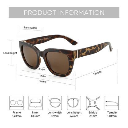 ZENOTTIC Retro Square Polarized Sunglasses for Women Vintage Sun Glasses UV400 Protection Trendy Shades Fashion Style
